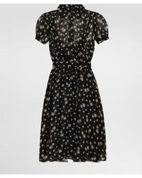 Dolce & Gabbana - Small Rose And Polka Dot-Print Chiffon Dress - Lyst