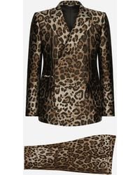 Dolce & Gabbana - Double-Breasted Leopard-Design Jacquard Sicilia-Fit Suit - Lyst