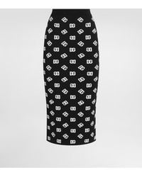 Dolce & Gabbana - Slim Fit Logo Jacquard Pencil Skirt - Lyst