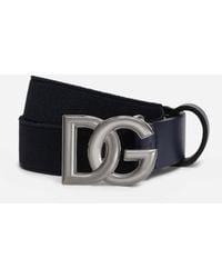 Dolce & Gabbana Stretch Belt With Dg Logo - Blue