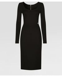 Dolce & Gabbana - Robe Mi-Longue En Maille Milano À Logo Dg - Lyst