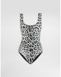 Dolce & Gabbana - Leopard- One-Piece Racing Swimsuit - Lyst