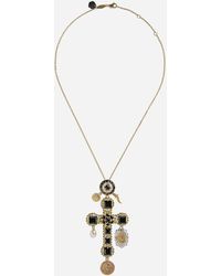 Dolce & Gabbana - Halskette Mit Saphirkreuz-Anhänger - Lyst