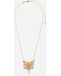 Dolce & Gabbana - Butterfly Necklace 18-Carat And Citrines - Lyst