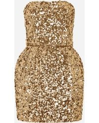 Dolce & Gabbana - Short Sequined Strapless Dress - Lyst