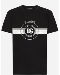 Dolce & Gabbana - Short-Sleeved Cotton T-Shirt With Dg Print - Lyst