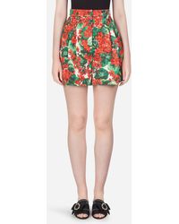 Dolce & Gabbana Pantalones Cortos De Brocado Con Estampado Portofino - Multicolor