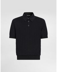 Dolce & Gabbana - Micro-Dot Stitch Silk Polo Shirt - Lyst