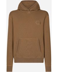 Dolce & Gabbana - Wool And Silk Hoodie With Dg Patch - Lyst