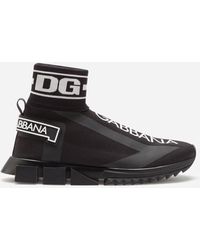 Dolce & Gabbana Baskets mi-montante en maille à logo - Noir