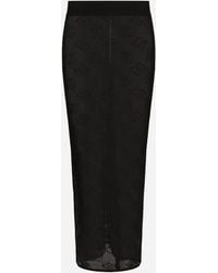 Dolce & Gabbana - Mesh-Stitch Pencil Skirt With Jacquard Dg Logo - Lyst
