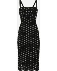 Dolce & Gabbana - Tulle Calf-Length Sheath Dress With Draping And Polka-Dot - Lyst