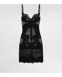 Dolce & Gabbana - Short Mesh Dress With Lace - Lyst