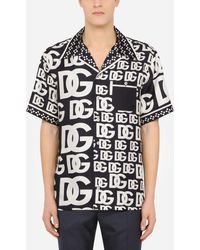 Dolce & Gabbana Hawaiihemd Seide DG-Print allover - Mehrfarbig