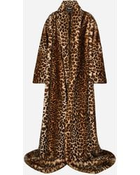 Dolce & Gabbana Cappotto lungo in eco pelliccia stampa leopardo - Marrone