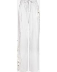 Dolce & Gabbana - Hose Aus Gestreiftem Popeline Mit Stickerei - Lyst