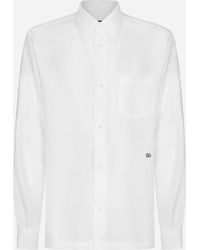 Dolce & Gabbana - Linen Hawaiian Shirt With Dg Hardware - Lyst