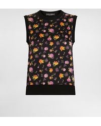 Dolce & Gabbana - Small Rose Bouquets-Print Silk Tank Top - Lyst