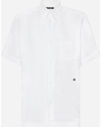 Dolce & Gabbana - Hawaiihemd Aus Leinen Mit Dg Hardware - Lyst