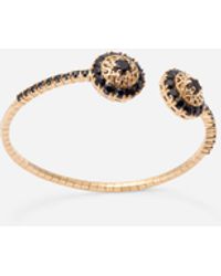 Dolce & Gabbana - Family Yellow Gold Bracelet With Rosette Motif And Black Sapphire - Lyst