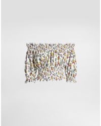 Dolce & Gabbana - Small Floral-Print Poplin Top - Lyst