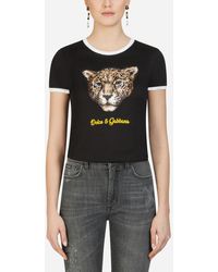 Dolce & Gabbana T-Shirt With Leopard Patch - Schwarz