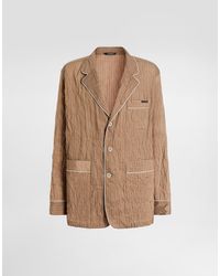 Dolce & Gabbana - Crinkled Striped Fabric Shirt-Style Vanity Robe - Lyst