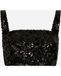 Dolce & Gabbana - Sequined Crop Top With Straps - Lyst