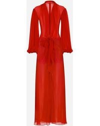 Dolce & Gabbana - Long Silk Chiffon Dress With Bow Detail - Lyst