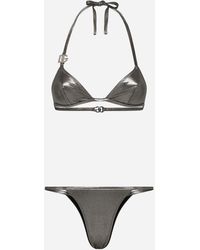 Dolce & Gabbana - Kim Foiled Triangle Bikini With The Metal Dg Logo - Lyst
