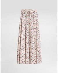 Dolce & Gabbana - Small Rose-Print Charmeuse Circle Skirt - Lyst