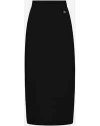 Dolce & Gabbana - Longuette-Strickrock Aus Viskose-Stretch Mit Dg-Logo - Lyst