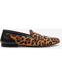 Dolce & Gabbana Leopard Print Slippers With Pony Hair Effect - Brown