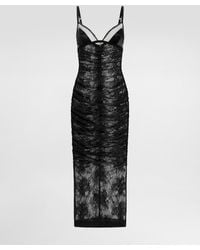 Dolce & Gabbana - Calf-Length Chantilly Lace Slip Dress - Lyst
