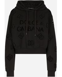 Dolce & Gabbana - Jersey Hoodie With Cut-Out And Dg Logo - Lyst