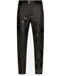 Dolce & Gabbana Pantalon skinny en similicuir avec détails zippés - Noir