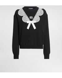 Dolce & Gabbana - Sweatshirt With Macramé And Bow - Lyst