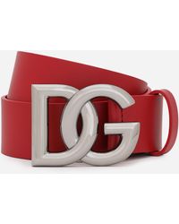 Dolce & Gabbana Gürtel aus Lux-Leder mit Schnalle mit verschlungenem DG-Logo - Rot