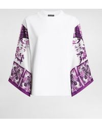 Dolce & Gabbana - T-Shirt With Silk Foulard Sleeves - Lyst