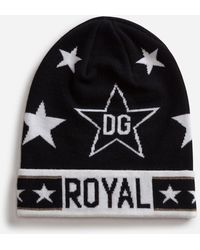 Dolce & Gabbana Gorro De Punto Satinado Con Estrellas En Jacquard - Negro