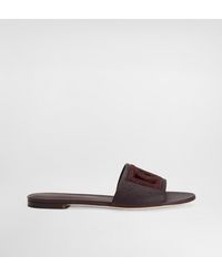 Dolce & Gabbana - Suede And Dauphine Calfskin Flat Slippers - Lyst