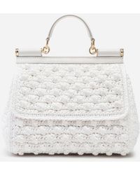 Dolce & Gabbana Crocheted Medium Sicily Bag - White