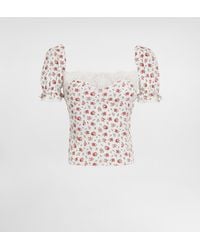 Dolce & Gabbana - Small Rose-Print Charmeuse Top - Lyst
