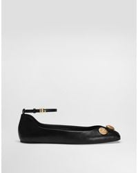 Dolce & Gabbana - Leather Ballet Flats With Embroidery - Lyst