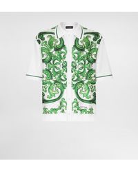 Dolce & Gabbana - Oversize Silk And Yarn Shirt With Majolica - Lyst