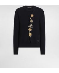 Dolce & Gabbana - Wool Round-Neck Sweater With Bejeweled Buttons - Lyst