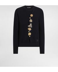 Dolce & Gabbana - Wool Round-Neck Sweater With Bejeweled Buttons - Lyst