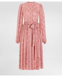 Dolce & Gabbana - Dévoré Silk Jacquard Calf-Length Dress With Dg Logo - Lyst