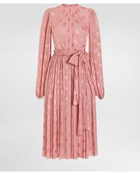 Dolce & Gabbana - Dévoré Silk Jacquard Calf-Length Dress With Dg Logo - Lyst