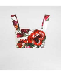 Dolce & Gabbana - Top Aus Popeline Mit Blumenprint - Lyst